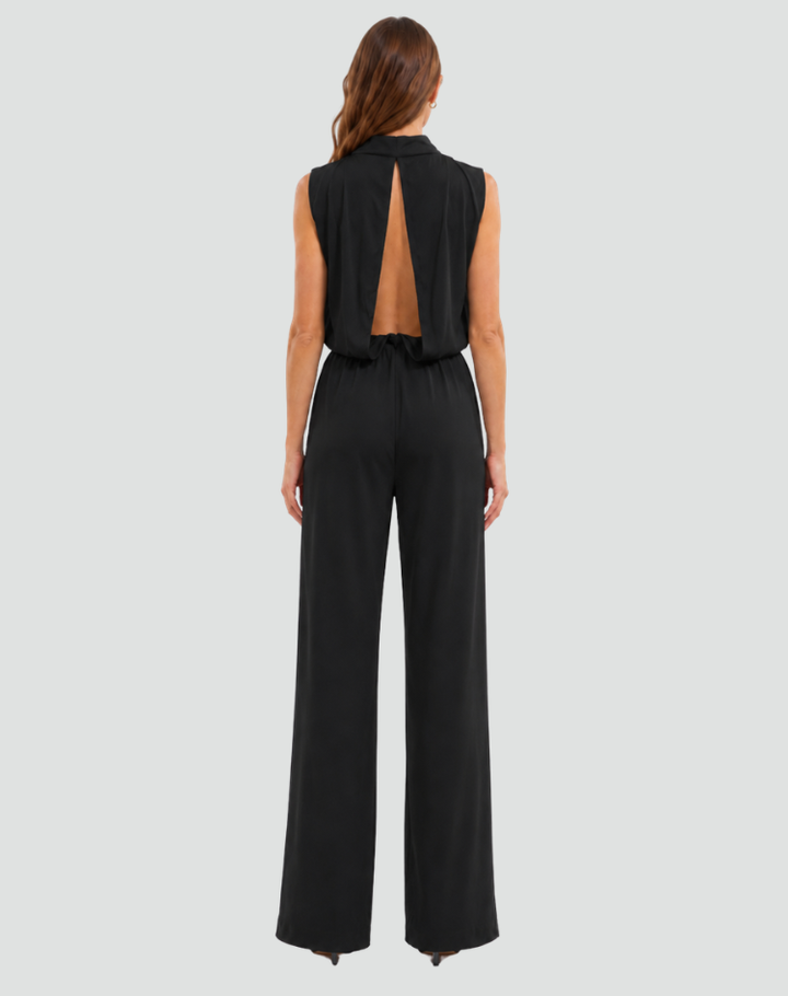 Combinaison élégante pour femme avec col montant et jambes larges