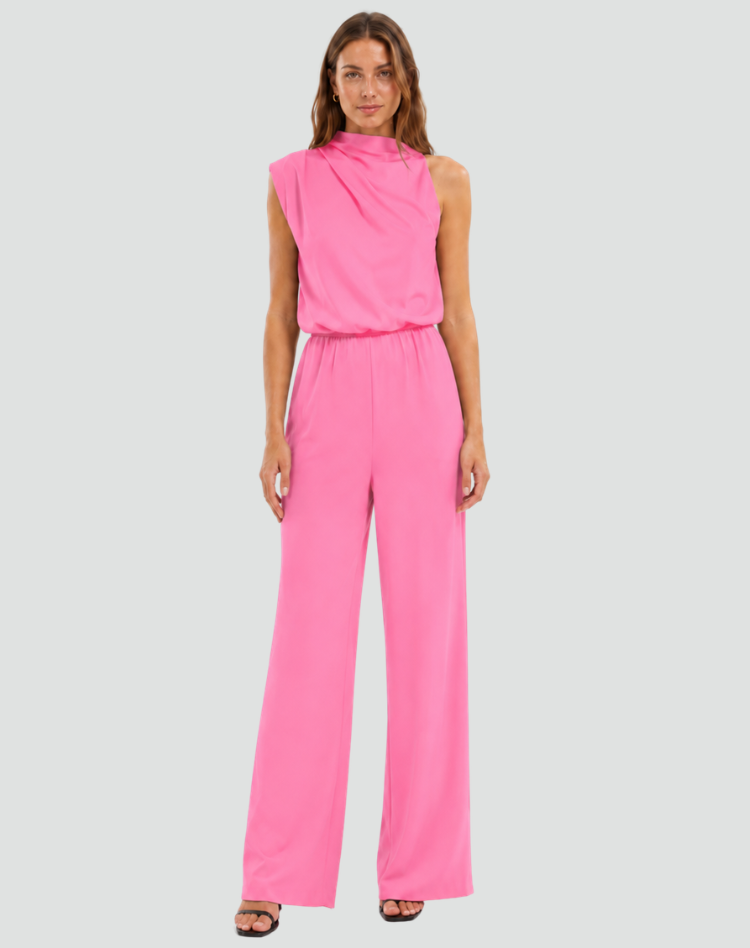 Combinaison élégante pour femme avec col montant et jambes larges