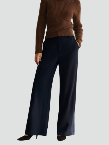 Eleganckie damskie spodnie z wysokim stanem i szeroką nogawką