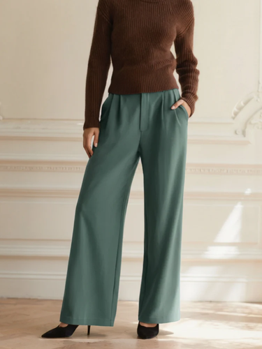Eleganckie damskie spodnie z wysokim stanem i szeroką nogawką