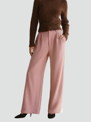 Eleganckie damskie spodnie z wysokim stanem i szeroką nogawką