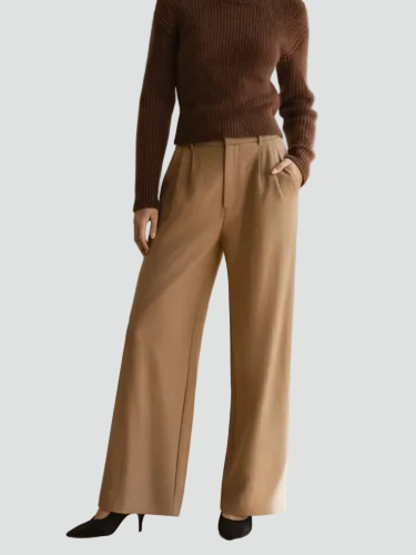 Eleganckie damskie spodnie z wysokim stanem i szeroką nogawką