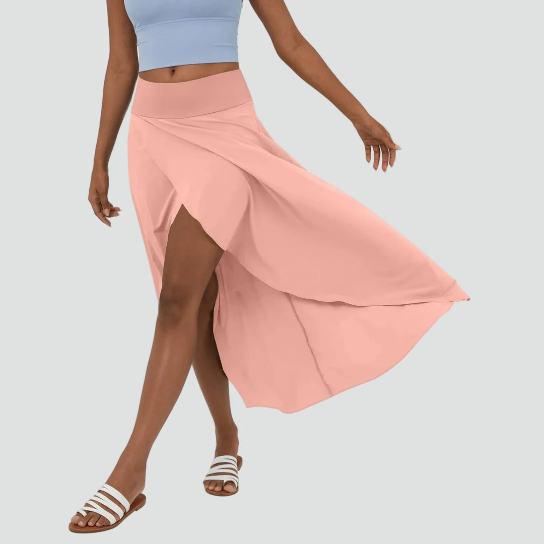 Women's maxi wrap skirt with slit, perfect for summer