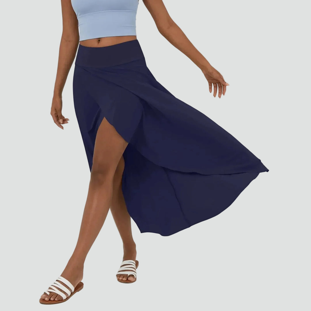 Women's maxi wrap skirt with slit, perfect for summer