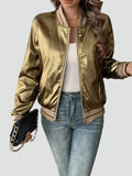 Veste bombers pour femme brillante à fermeture éclair avec poches