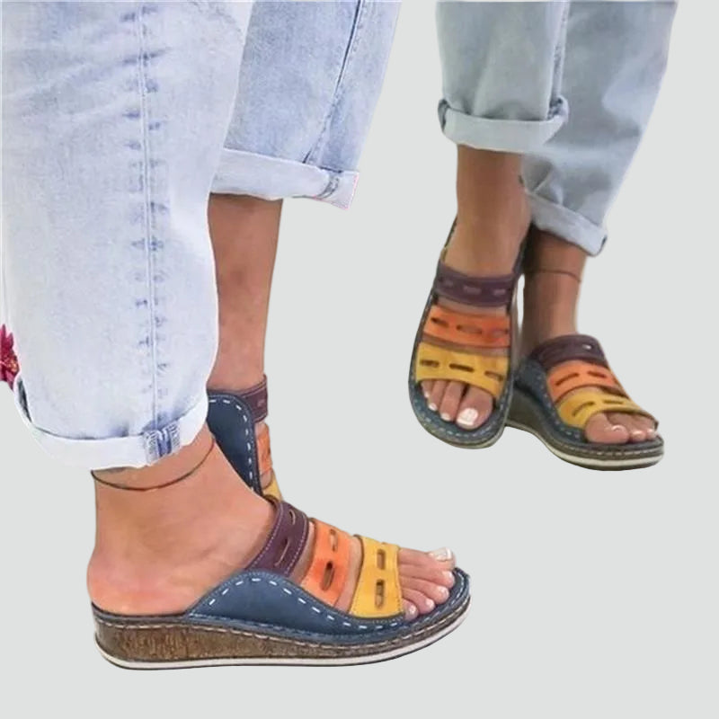 Sandales orthopédiques colorées pour femmes, confortables, estivales, à enfiler