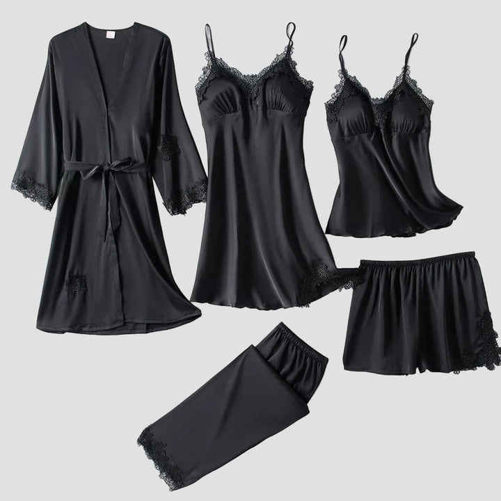 Ensemble de pyjama féminin en dentelle à cinq pièces