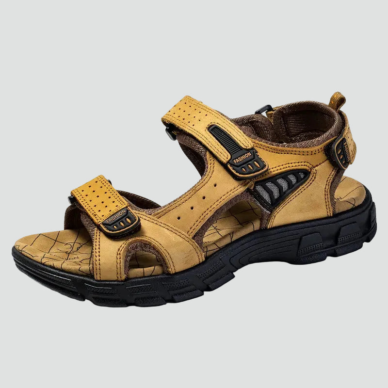 Orthopedic men's trekking sandals for summer with Velcro fastening