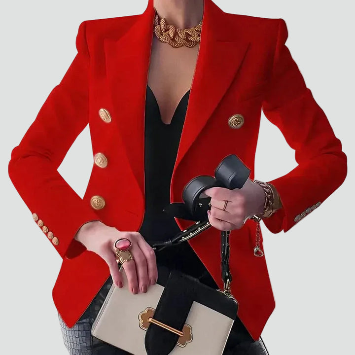 Elegancka marynarka dwurzędowa damska ze złotymi guzikami