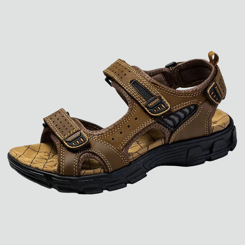 Orthopedic men's trekking sandals for summer with Velcro fastening