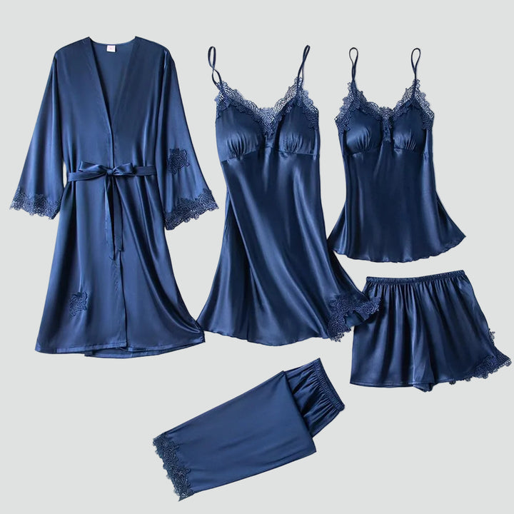 Ensemble de pyjama féminin en dentelle à cinq pièces