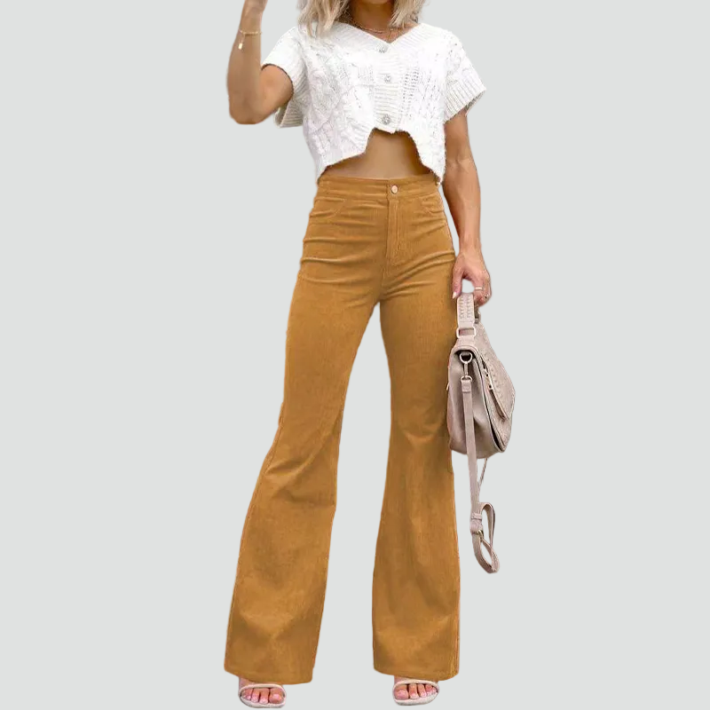 Retro high-waisted corduroy flare pants