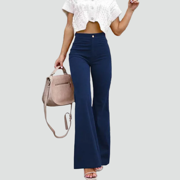 Retro high-waisted corduroy flare pants
