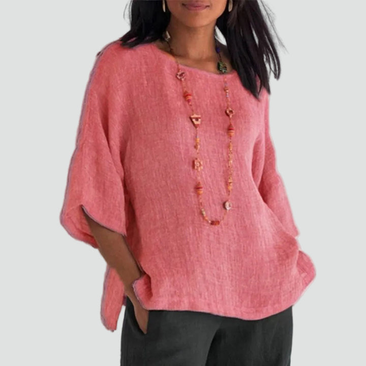 Loose oversized tunic with 3/4 sleeves in boho style