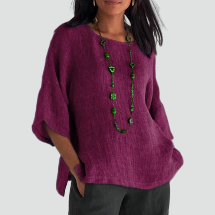 Loose oversized tunic with 3/4 sleeves in boho style
