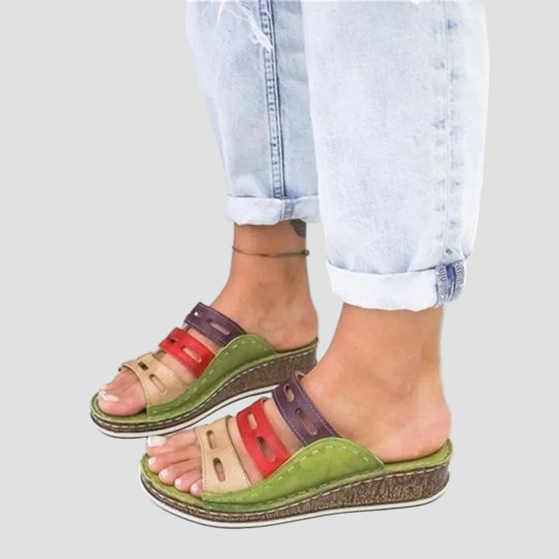 Sandales orthopédiques colorées pour femmes, confortables, estivales, à enfiler