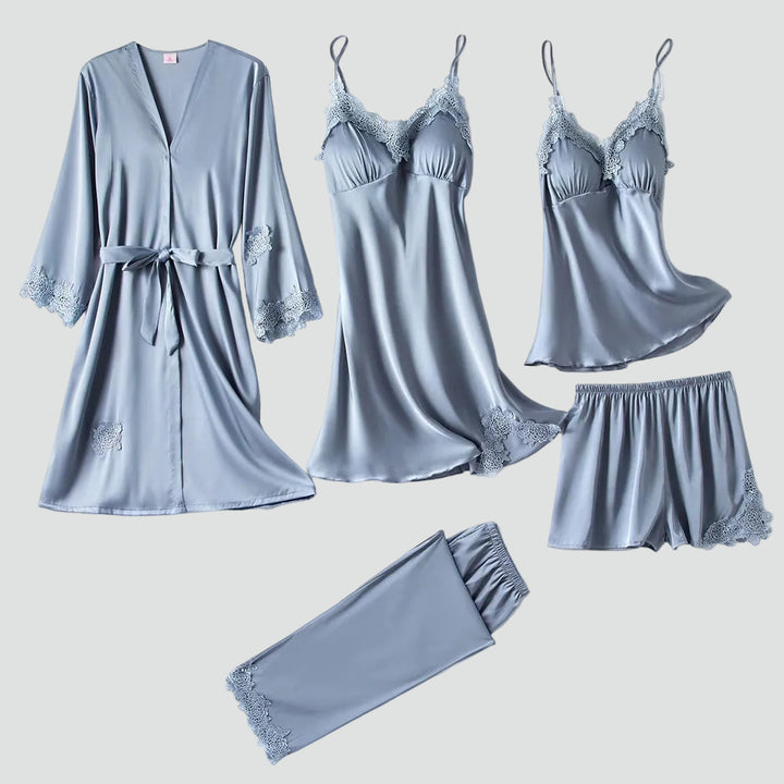 Ensemble de pyjama féminin en dentelle à cinq pièces