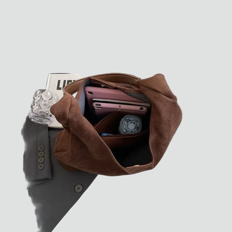 Damska torebka hobo shopper na ramię zamszowa