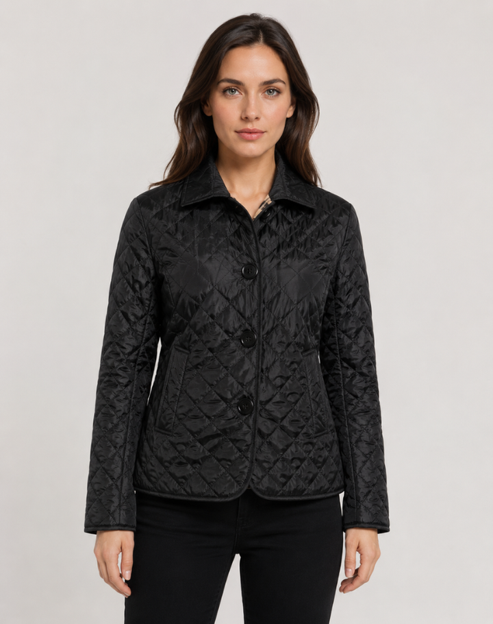 Veste matelassée femme de mi-saison élégante avec col à boutons