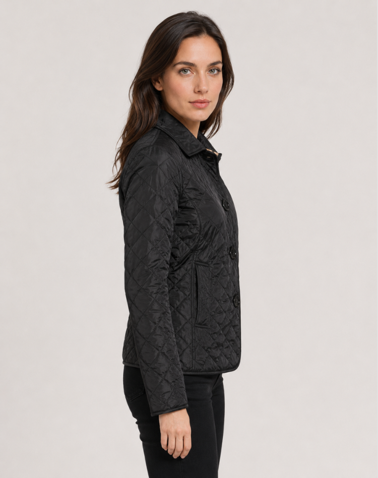 Veste matelassée femme de mi-saison élégante avec col à boutons