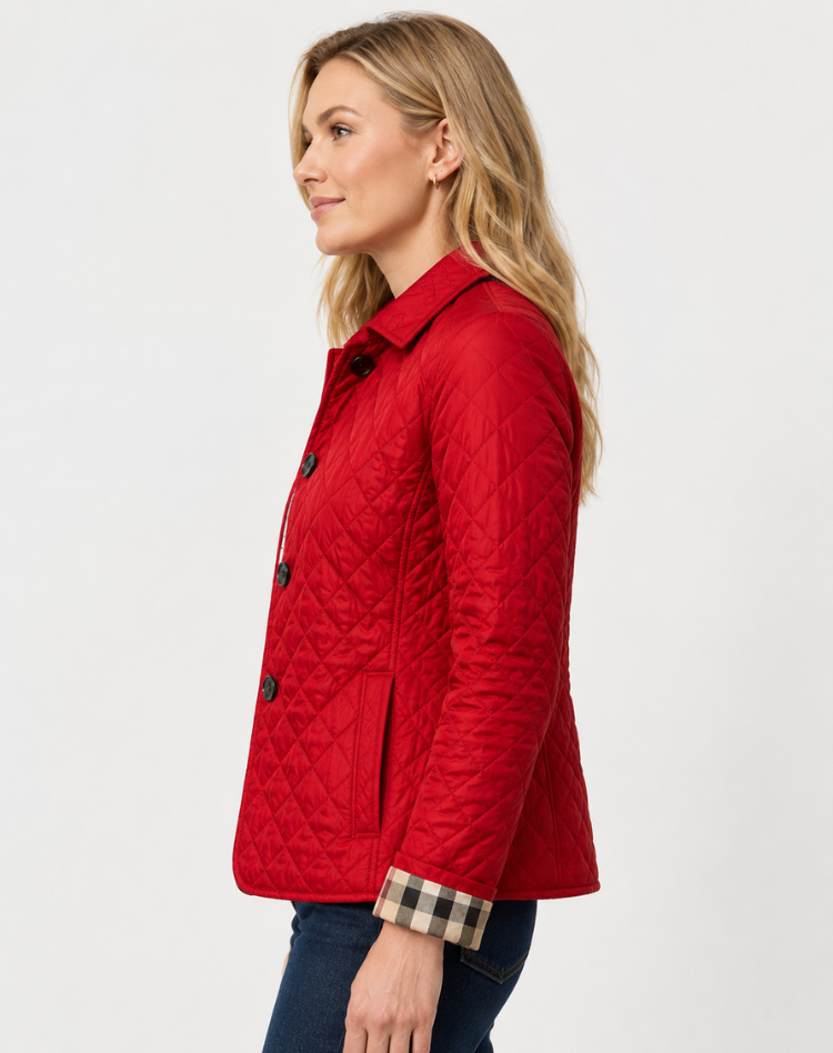 Veste matelassée femme de mi-saison élégante avec col à boutons