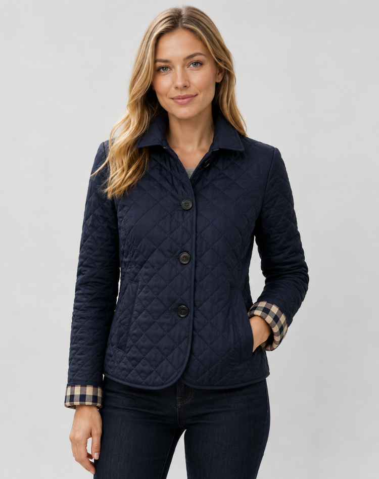 Veste matelassée femme de mi-saison élégante avec col à boutons