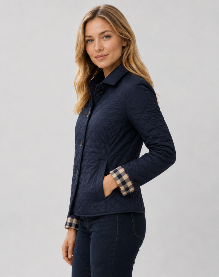 Veste matelassée femme de mi-saison élégante avec col à boutons