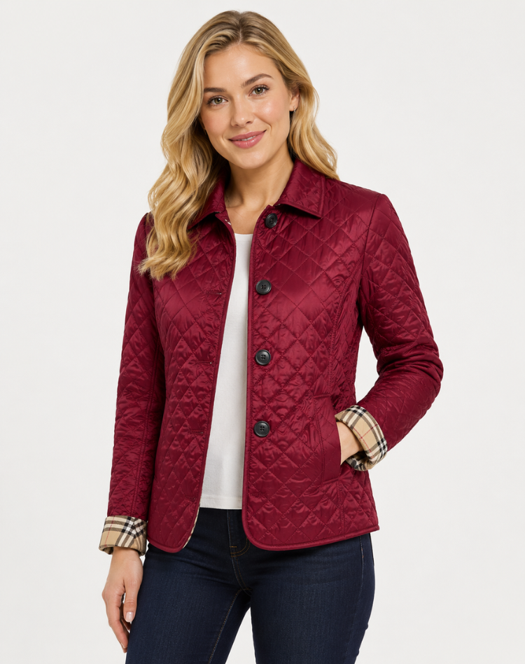 Veste matelassée femme de mi-saison élégante avec col à boutons
