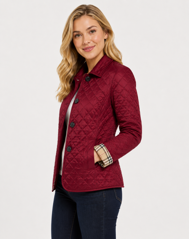 Veste matelassée femme de mi-saison élégante avec col à boutons