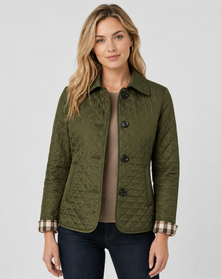 Veste matelassée femme de mi-saison élégante avec col à boutons