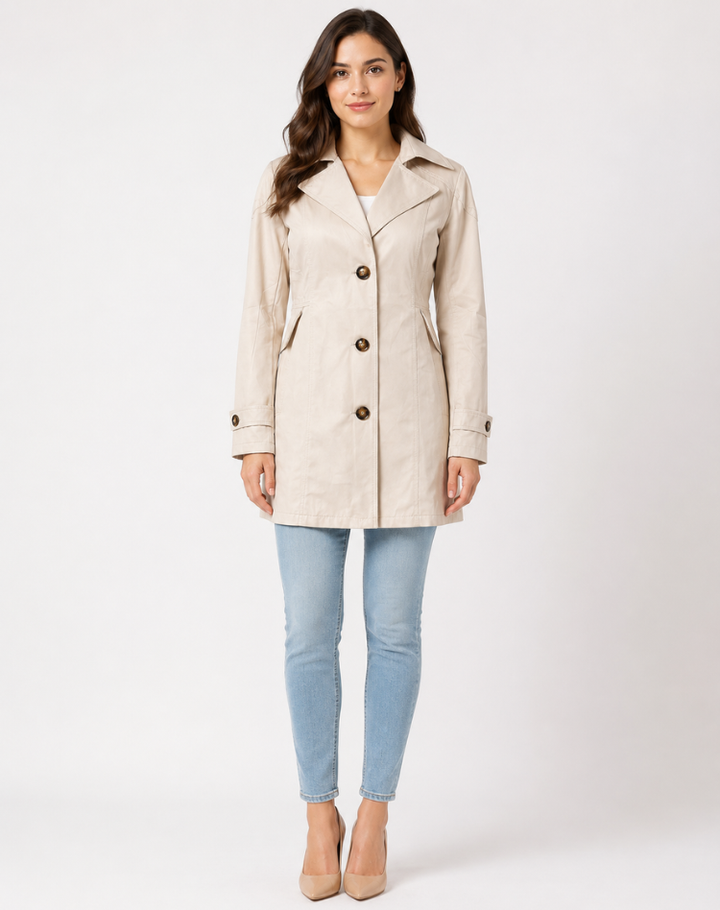 Manteau Femme Trench Élégant Ceinturé Classique Court Manteau