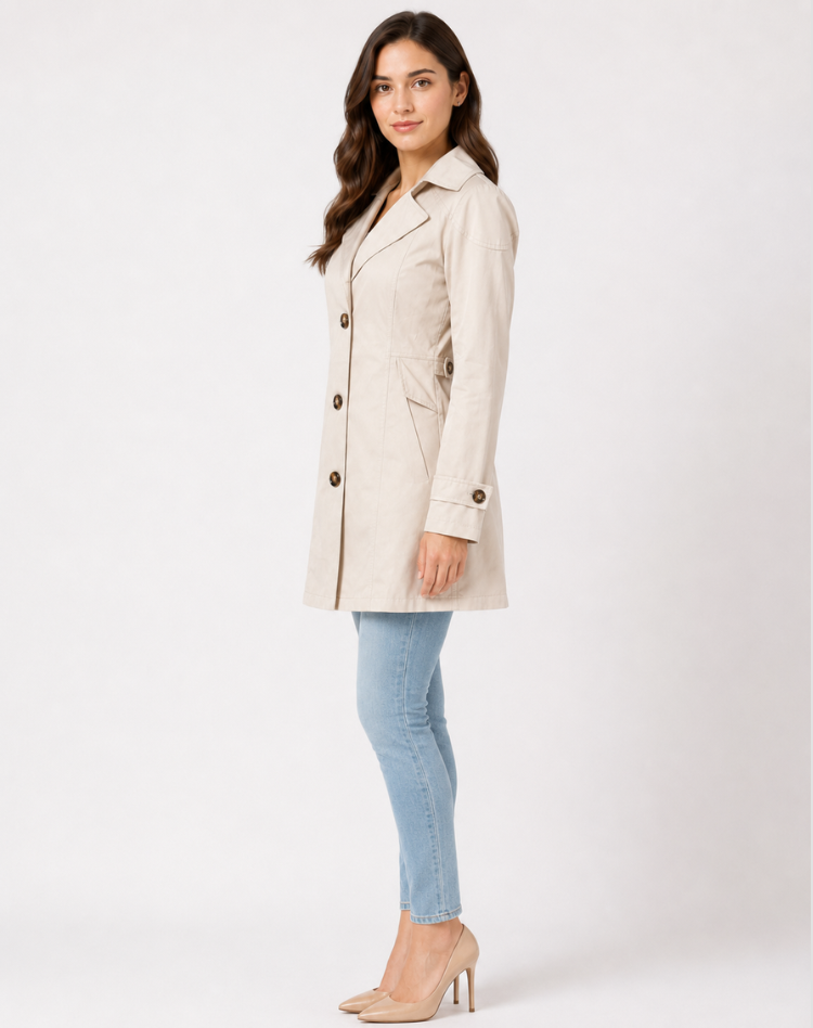 Manteau Femme Trench Élégant Ceinturé Classique Court Manteau