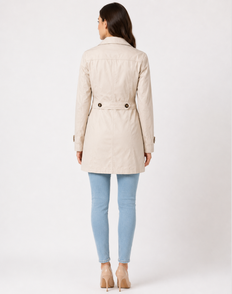 Manteau Femme Trench Élégant Ceinturé Classique Court Manteau