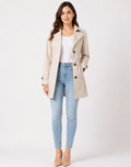 Manteau Femme Trench Élégant Ceinturé Classique Court Manteau
