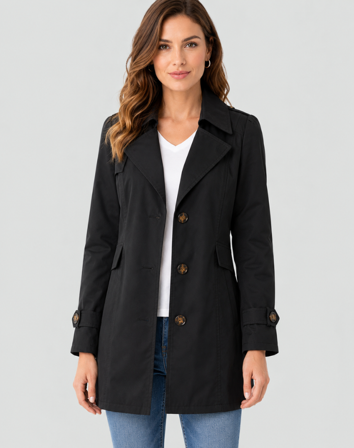 Manteau Femme Trench Élégant Ceinturé Classique Court Manteau
