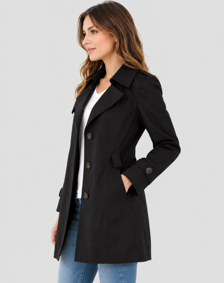 Manteau Femme Trench Élégant Ceinturé Classique Court Manteau