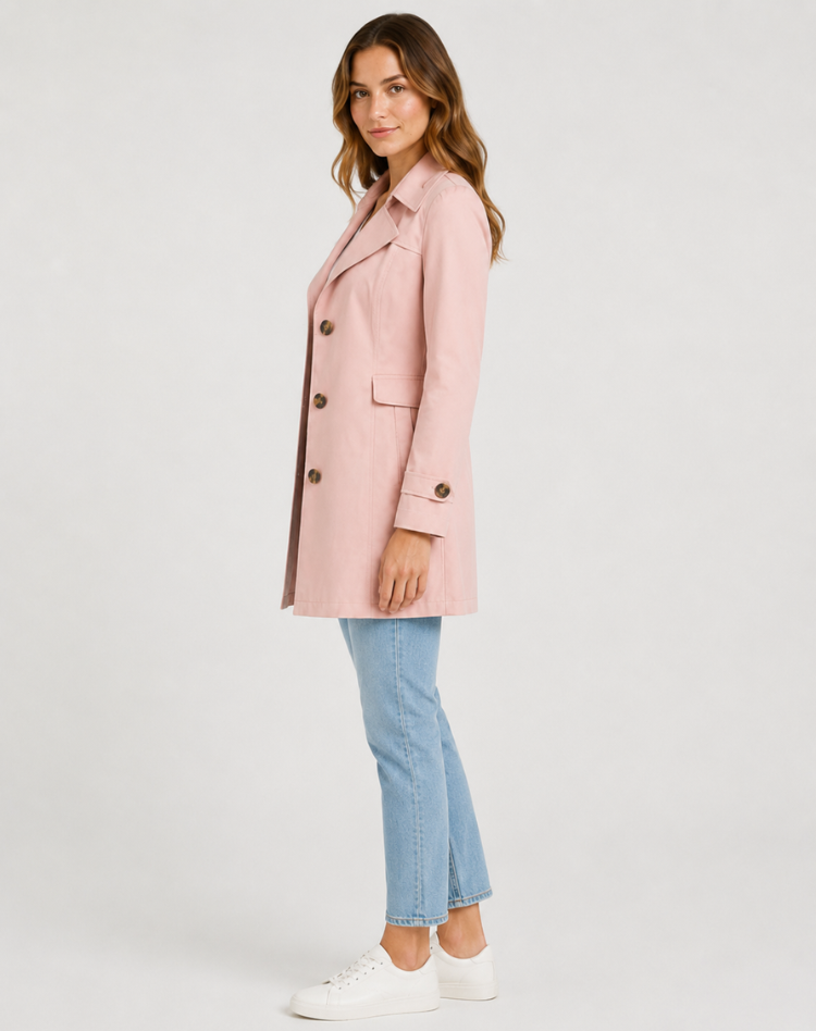 Manteau Femme Trench Élégant Ceinturé Classique Court Manteau