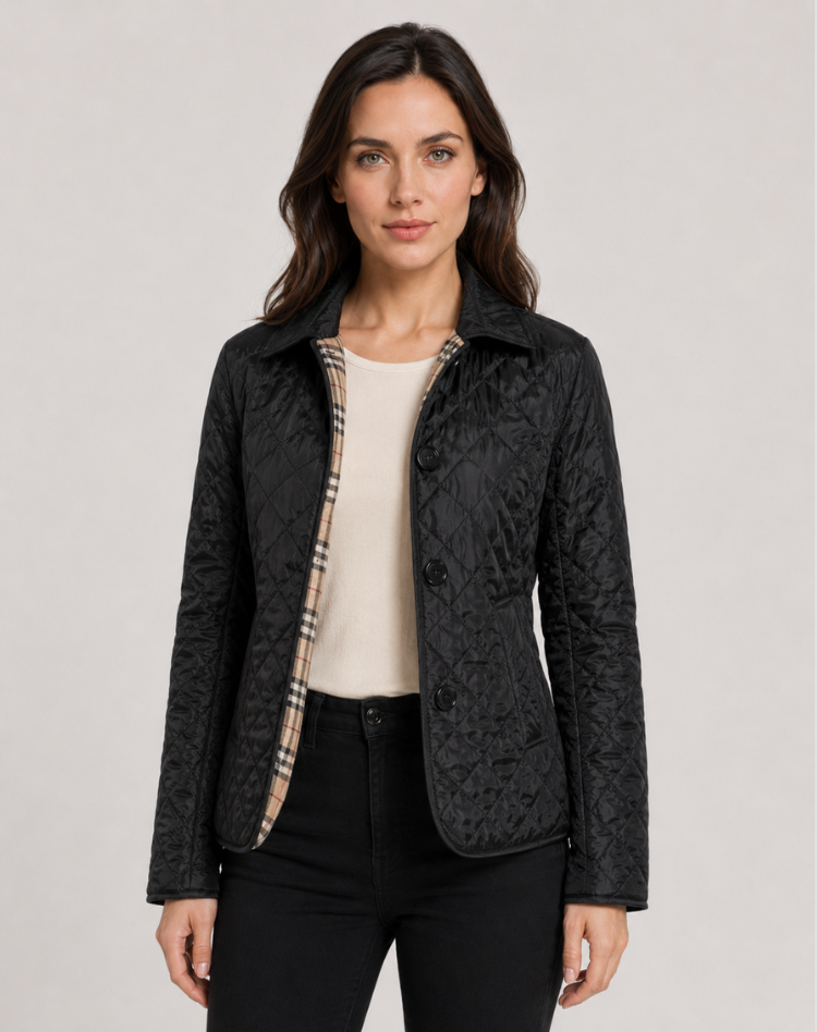Veste matelassée femme de mi-saison élégante avec col à boutons