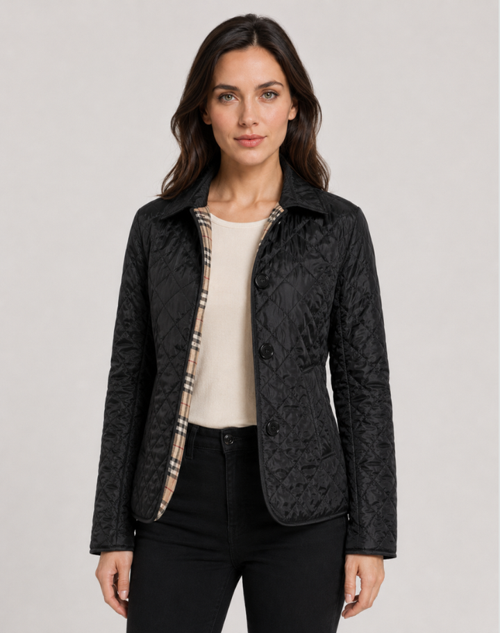 Veste matelassée femme de mi-saison élégante avec col à boutons