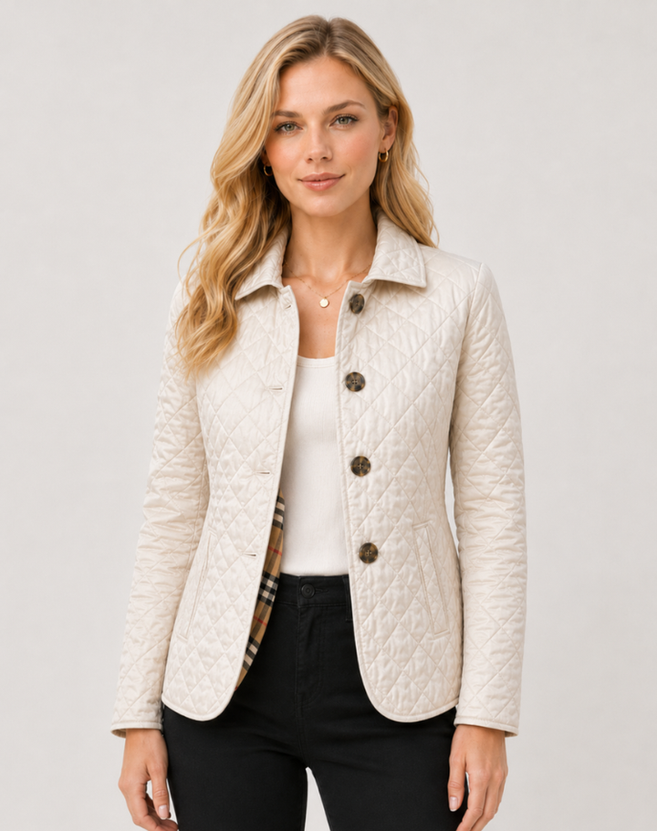 Veste matelassée femme de mi-saison élégante avec col à boutons