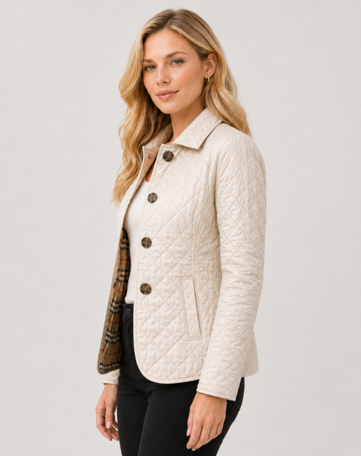 Veste matelassée femme de mi-saison élégante avec col à boutons