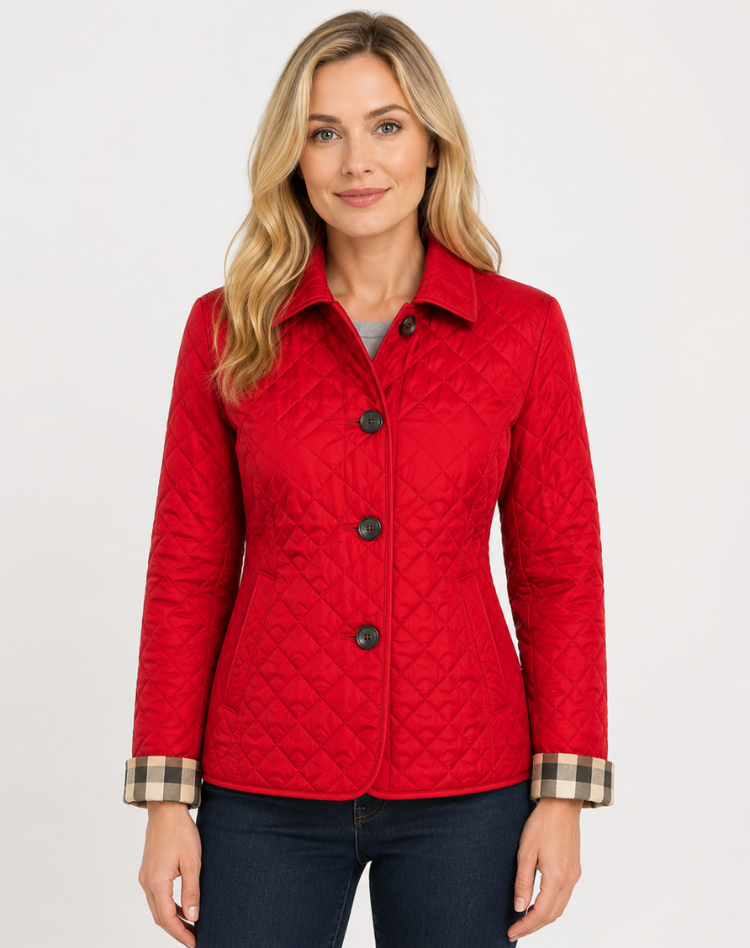 Veste matelassée femme de mi-saison élégante avec col à boutons