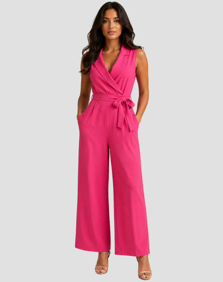 Elegant formal jumpsuit with wide legs and belt