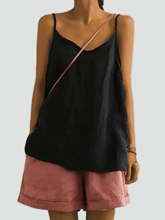 Loose spaghetti strap top with a simple cut