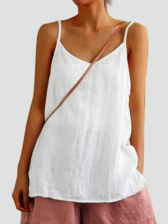Loose spaghetti strap top with a simple cut