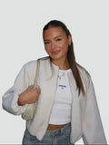 Veste courte bomber pour femme à fermeture éclair avec poches pour styliser