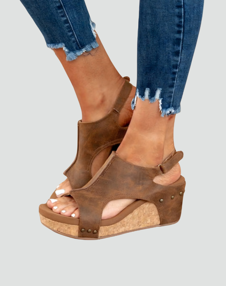 Orthopedic wedge sandals with open toes
