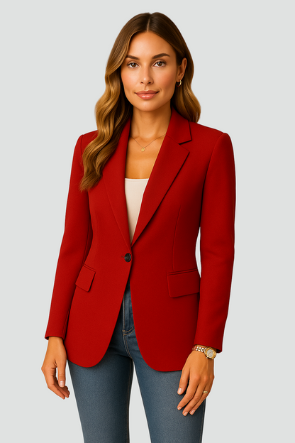 Klasyczny żakiet damski taliowany z kołnierzem i guzikiem elegancki