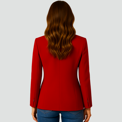 Klasyczny żakiet damski taliowany z kołnierzem i guzikiem elegancki