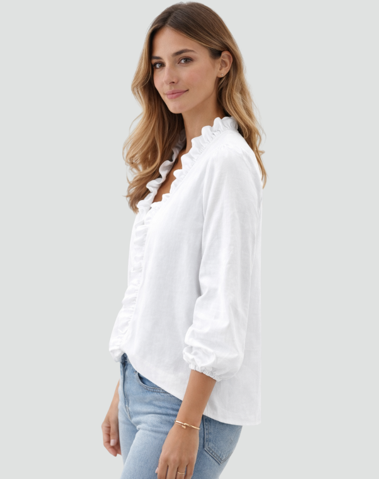 Women's blouse with ruffle neckline for women